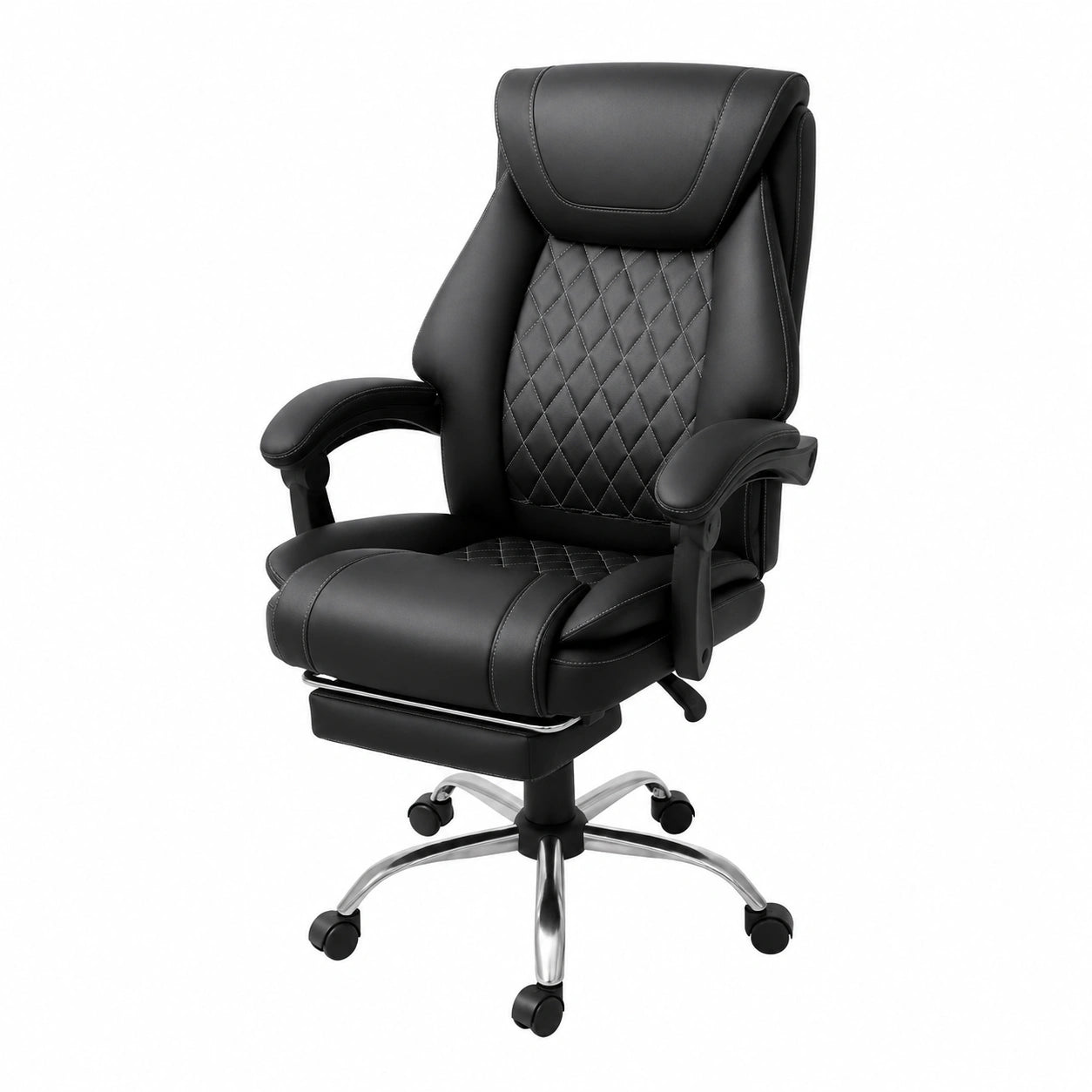 Poltrona Direzionale Ergonomica in Pelle con Schienale Reclinabile e Poggiapiedi