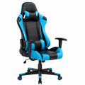 Sedia Gaming in Ecopelle Reclinabile con Cuscino Lombare e Poggiatesta, Rotazione 360°, Altezza Regolabile - Blu e Nero