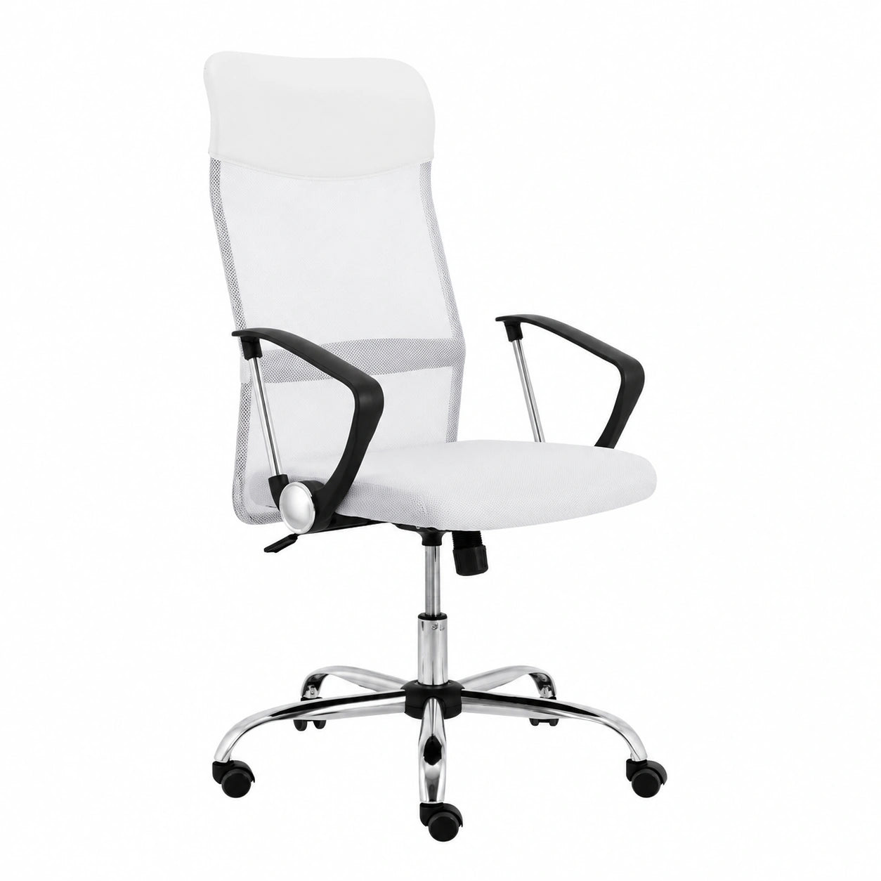 Sedia da Ufficio Ergonomica in Rete Traspirante, Rotazione a 360°, Altezza Regolabile, Bianco