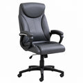 Poltrona Direzionale Ergonomica in Ecopelle Grigia e Nera con Braccioli Imbottiti