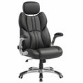 Poltrona da Ufficio Ergonomica SONGMICS con Braccioli Pieghevoli, Base in Nylon, Capacità 150 kg, Nero