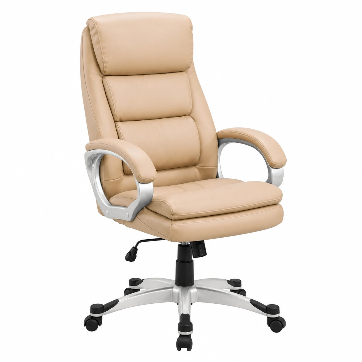 Sedia Ergonomica Elite in Ecopelle Nero e Beige per Ufficio, Comfort e Design Moderno