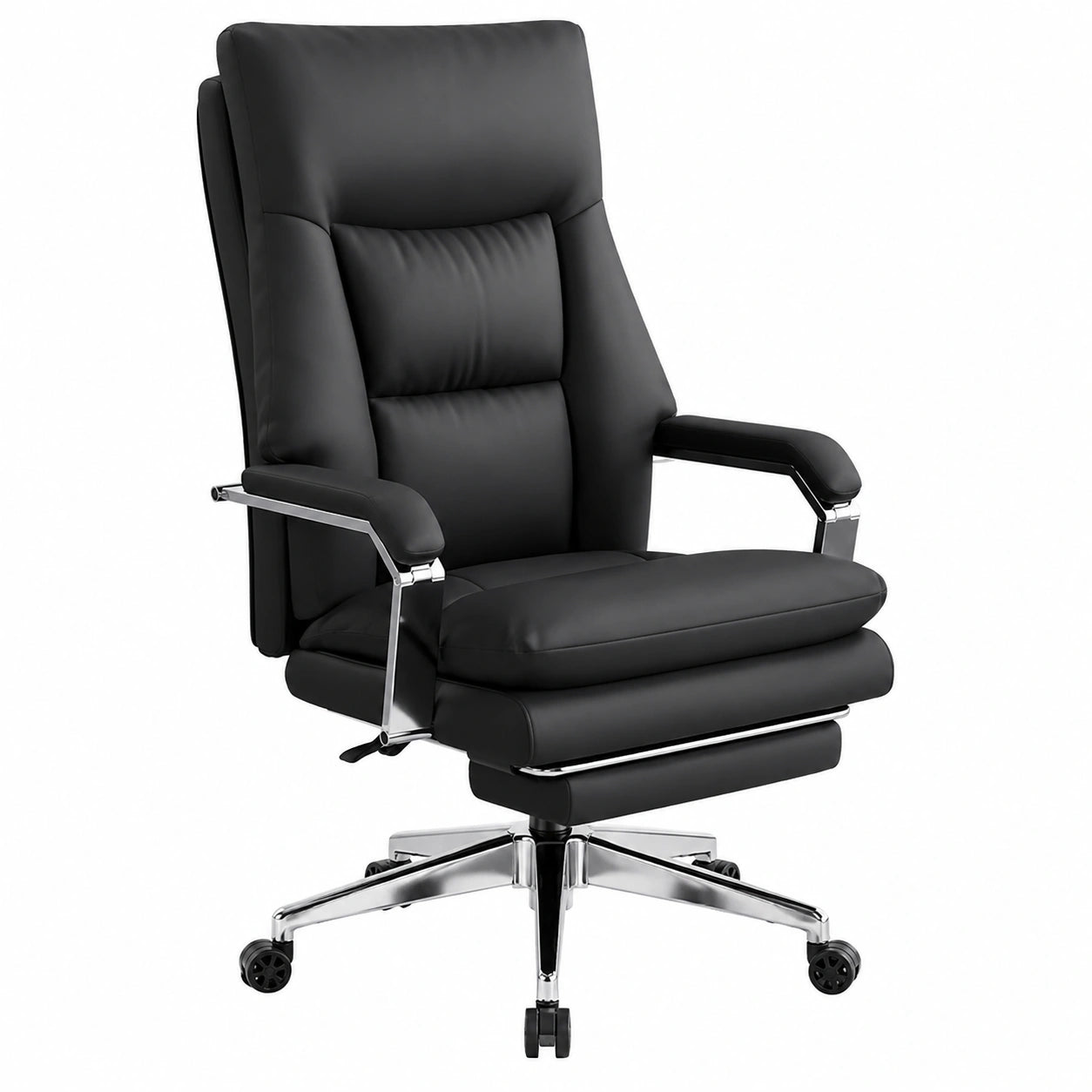 Sedia da ufficio ergonomica reclinabile con poggiapiedi e braccioli regolabili, comfort totale (nero)