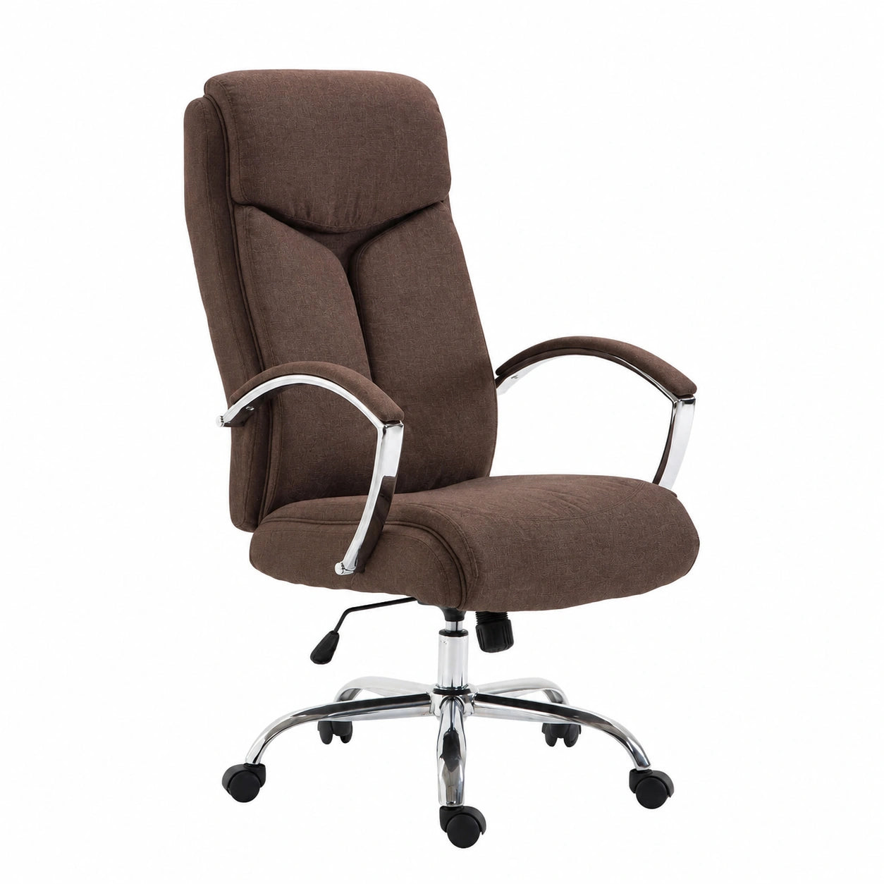 Poltrona da Ufficio Vaud XL in Tessuto Ergonomica con Schienale Alto e Braccioli - Marrone