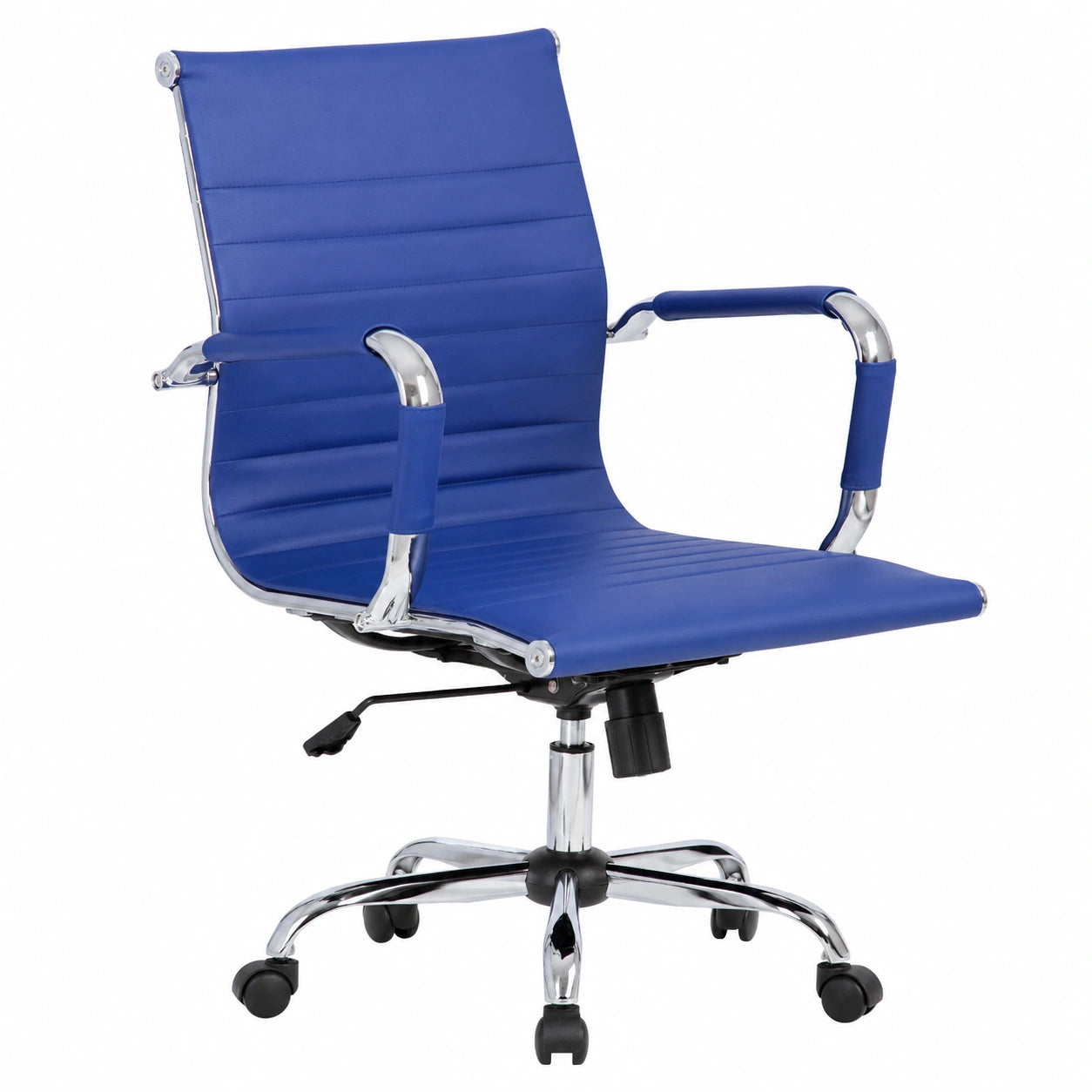 Sedia Ergonomica da Ufficio Blu con Braccioli, Altezza Regolabile