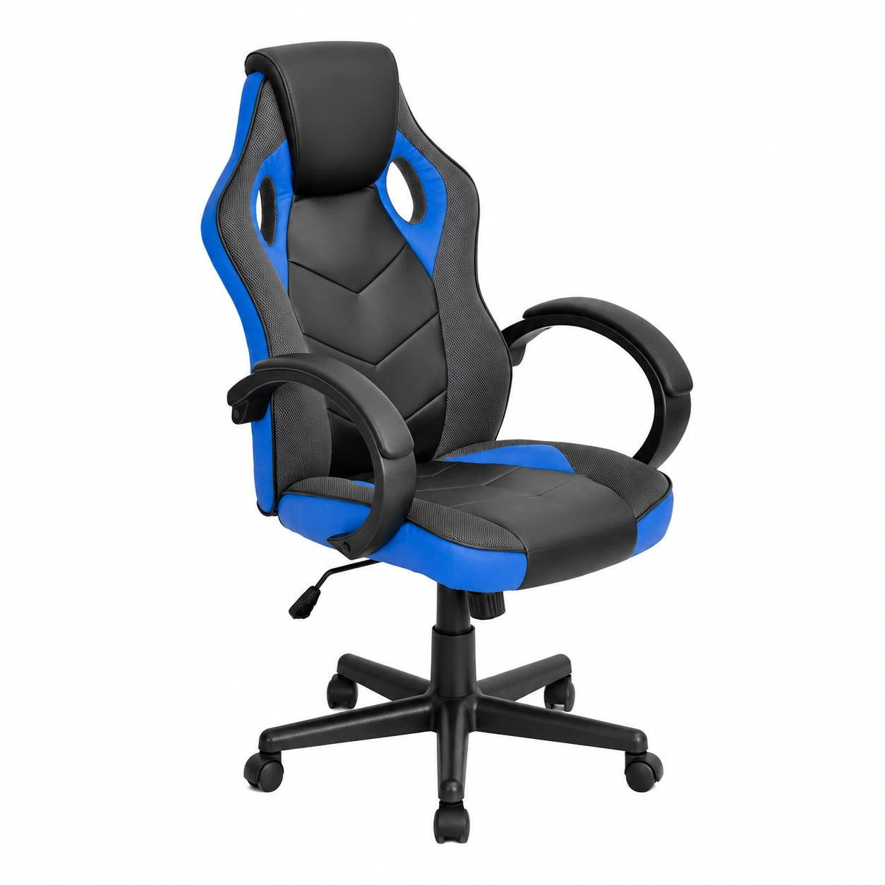 Sedia da Gaming Ergonomica con Ruote Girevoli e Altezza Regolabile Blu