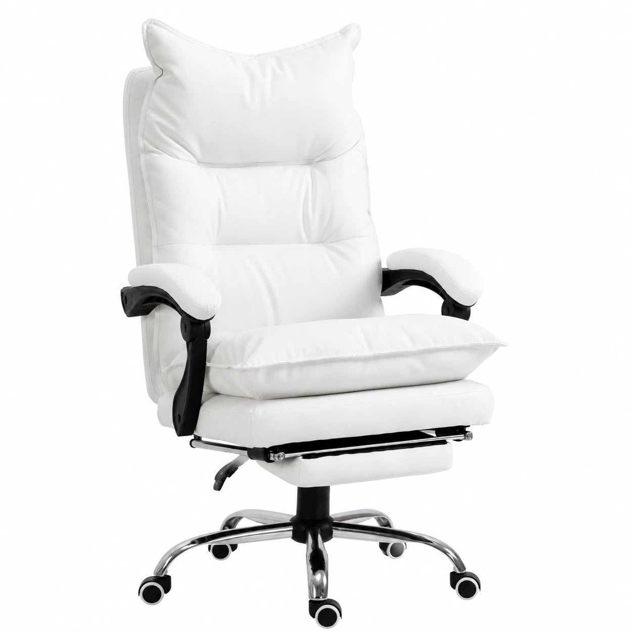 Poltrona da Ufficio Ergonomica Reclinabile con Poggiapiedi, Bianco