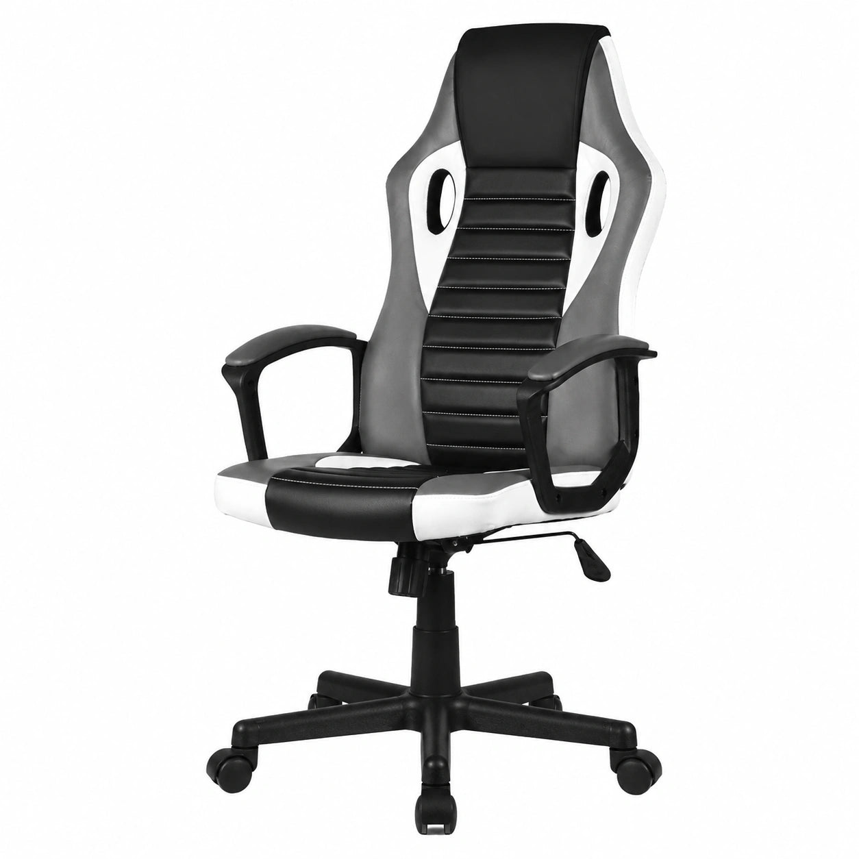 Sedia da Gaming Ergonomica BAKAJI in Eco Pelle, Altezza Regolabile, Grigio