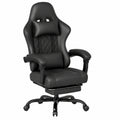 Sedia Gaming Ergonomica con Massaggio, Poltrona Reclinabile 90-135°, Poggiapiedi Telescopico e Cuscino Vibrazione, Portata 150 kg, Nero