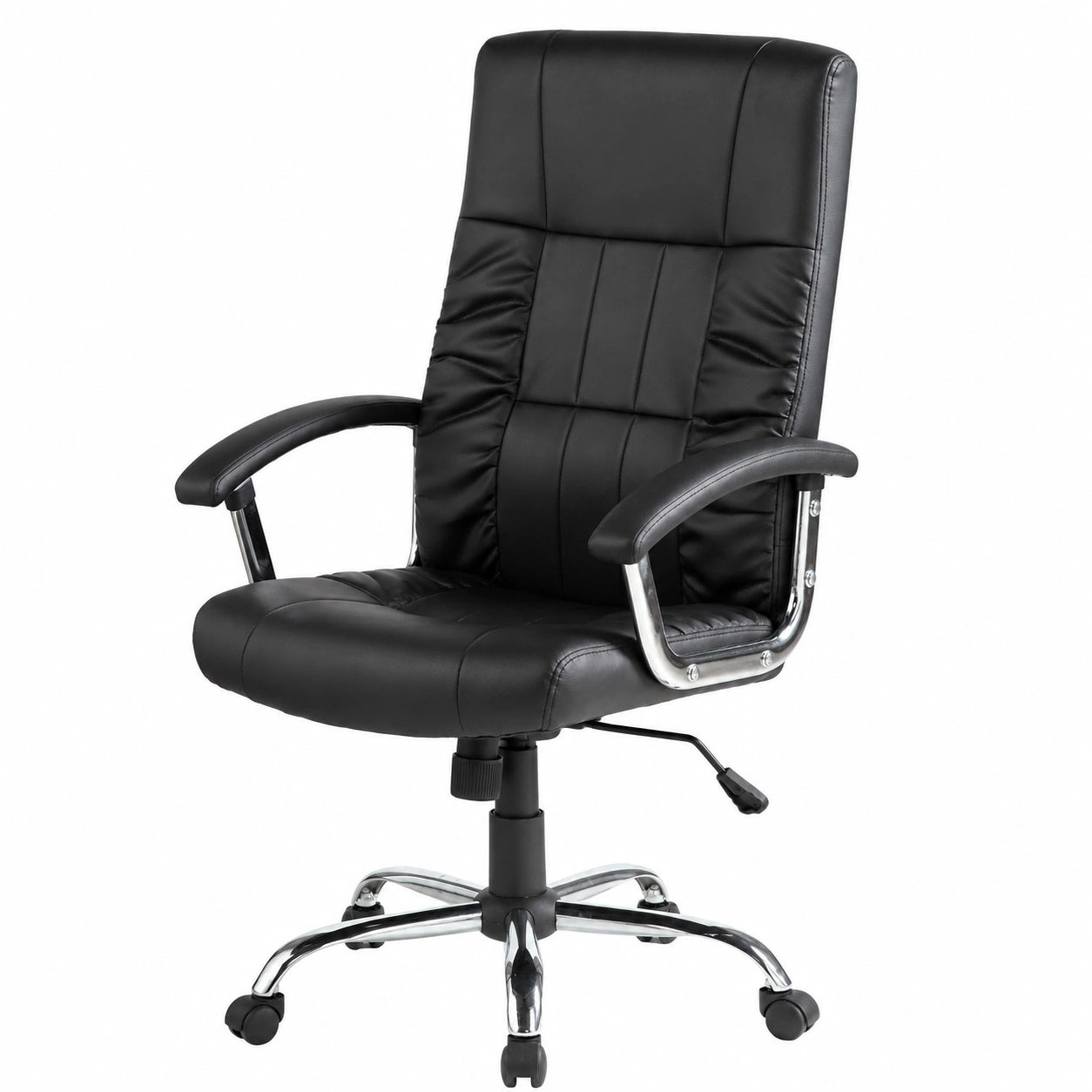 Dmora - Poltrona Direzionale Ergonomica con Braccioli, Regolabile, Sedia Ufficio in Nero, Dimensioni 69x64x106-116 cm