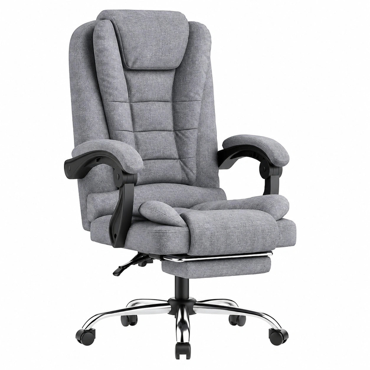 Sedia da Ufficio Ergonomica naspaluro con Poggiapiedi e Altezza Regolabile, Grigio
