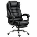 Poltrona Direzionale Ergonomica in Pelle PU, Schienale Alto Reclinabile e Supporto Lombare, Altezza Regolabile con Poggiapiedi, Nera
