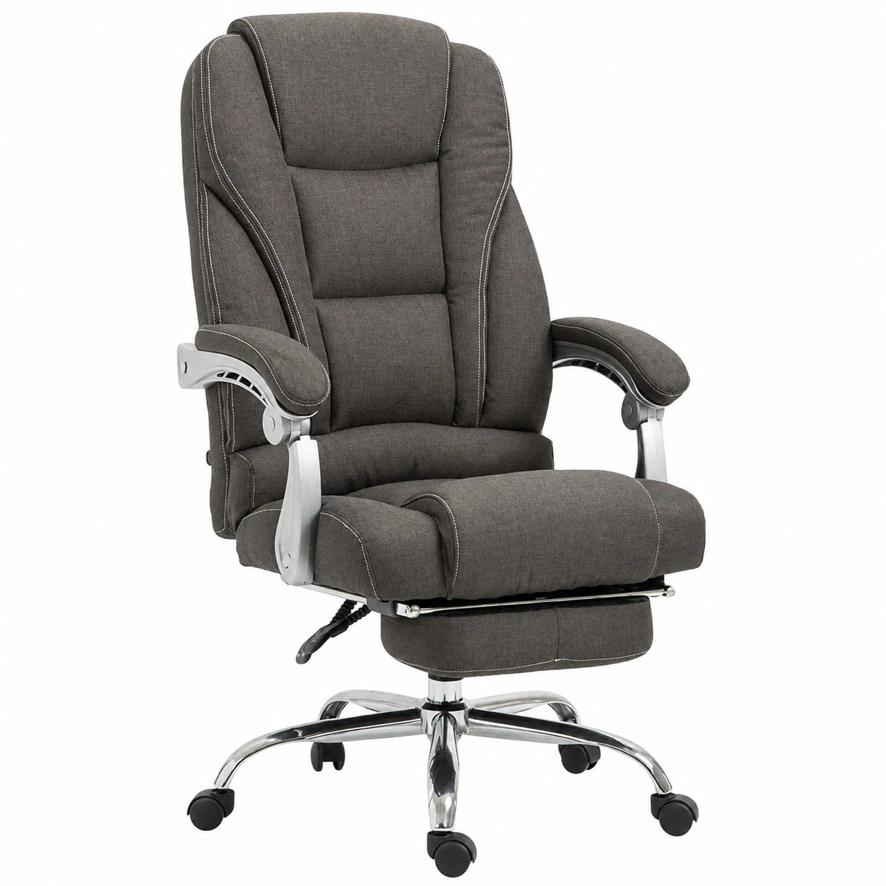 Sedia da Ufficio Pacific in Tessuto Ergonomica Imbottita con Poggiapiedi, Carico 150 KG, Grigio Scuro