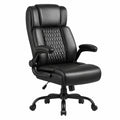 Seduta Ergonomica in Pelle Nero per Ufficio, Poltrona Direzionale Regolabile con Schienale Alto e Braccioli Pieghevoli