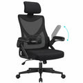 Sedia da Ufficio Ergonomica Yaheetech con Poggiatesta e Schienale Regolabile, Funzione Dondolo, Poltrona Girevole con Supporto Lombare, Rete Traspirante, Capacità 150 kg