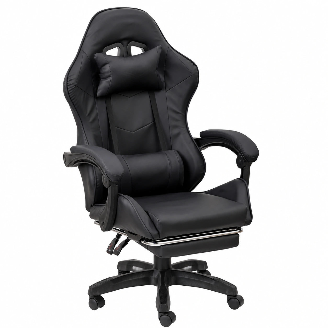 Sedia da Gioco Baroni Home Ergonomica con Altezza e Inclinazione Regolabili, Supporto Lombare e Poggiapiedi, Nero